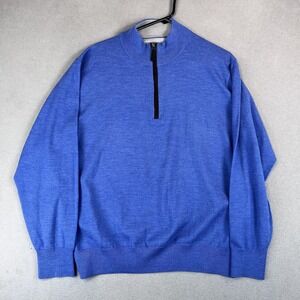 Orvis Sweater Mens Large Blue Half Zip Pullover Merino Wool Knit Outdoor Casual